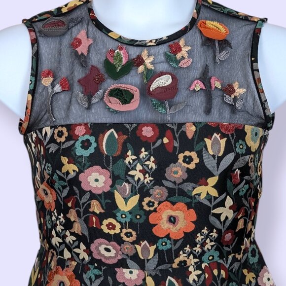 Red Valentino Embroidered Floral A-Line Dress - Picture 3 of 6